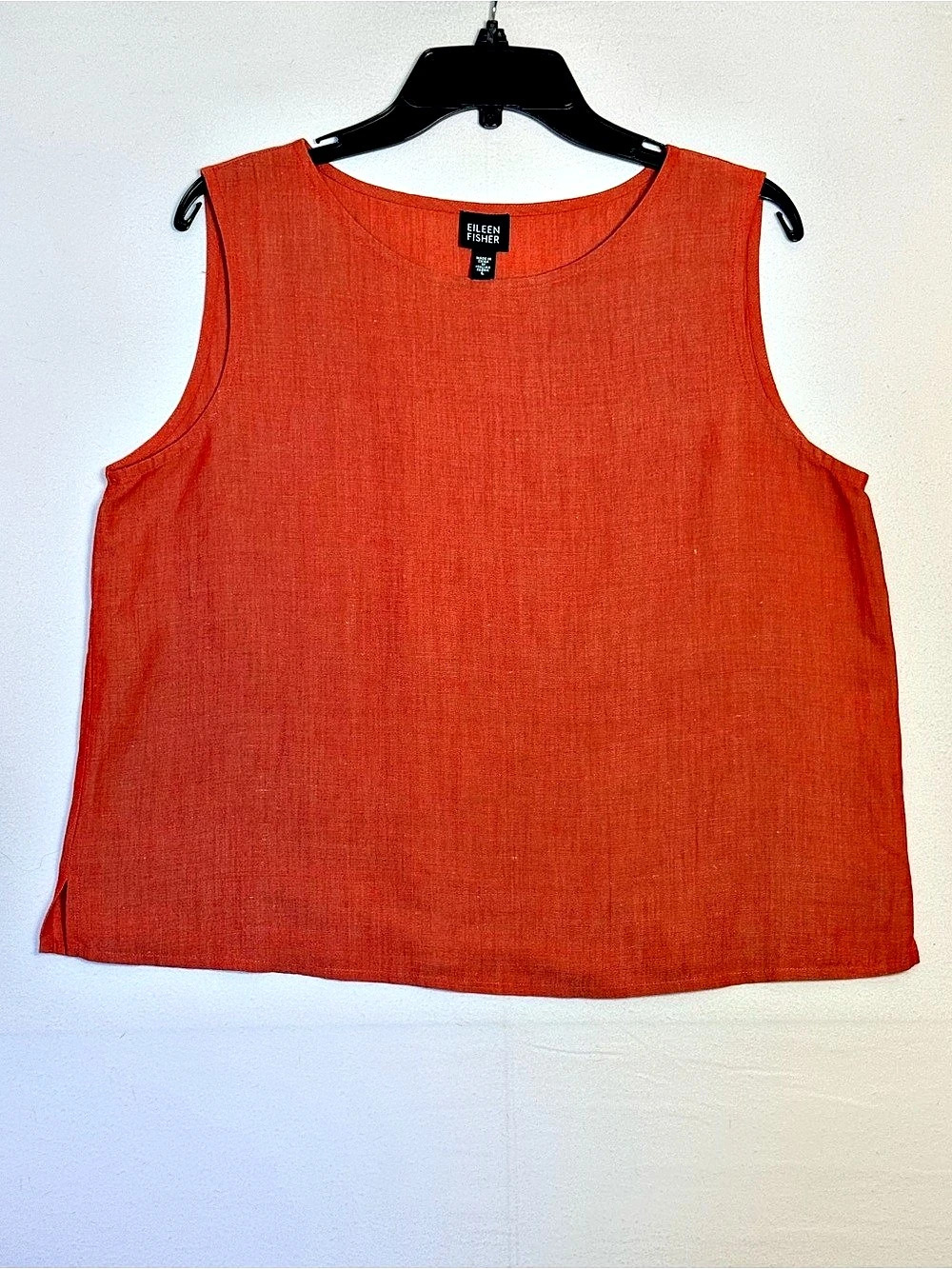 Eileen Fisher Linen Blend Sleeveless Tank Top Red Orange Size Large